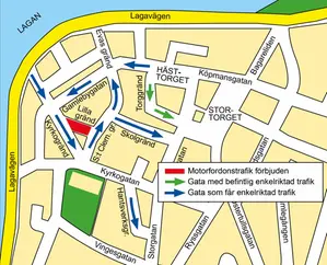 Karta över Gamleby med pilar